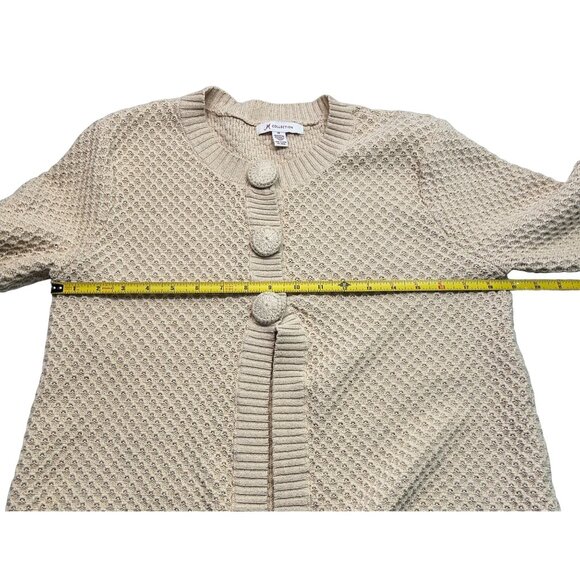 JM Collection Beige Cardigan Sweater Sz M Textured Knit  With Button Closure - Picture 4 of 10